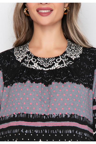 БЛУЗКА ВИЛАДЖ (БЛЭК ГРЕЙ) БЛУЗКА ВИЛАДЖ (БЛЭК ГРЕЙ)