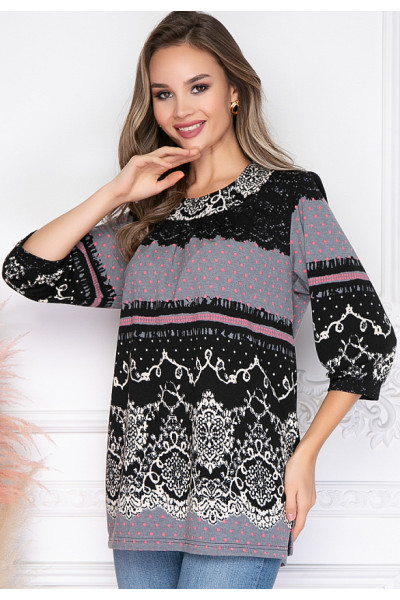 БЛУЗКА ВИЛАДЖ (БЛЭК ГРЕЙ) БЛУЗКА ВИЛАДЖ (БЛЭК ГРЕЙ)