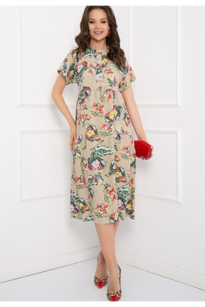 ПЛАТЬЕ ЛАНТАНИ (БЕЙЖ ФЛОВЕРС)